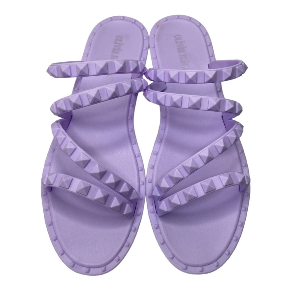 Olivia Miller Women’s Pastel Purple Jelly Slip On Studded Slide Sandals Size 8